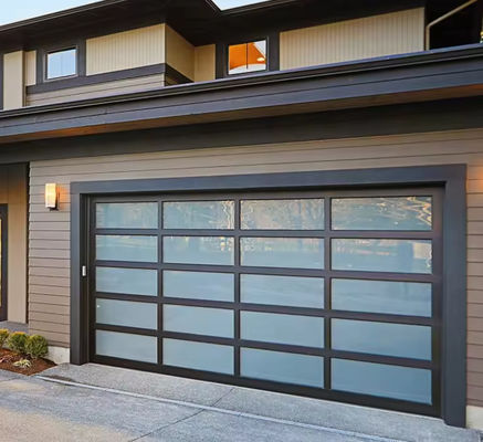 Sektionelle Garagentür aus Aluminium mit Doppelverglasung 9x8 9x7 16x7 Moderne Sektionelle Oberstecke Vollsicht Aluminium gehärtet