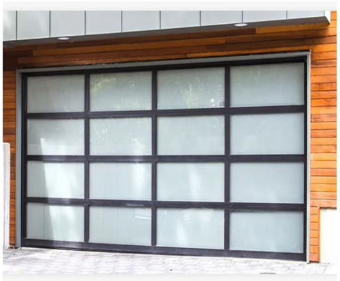 Moderne Aluminiumlegierung Roll Up Frostglas Wasserdichtigkeit Klasse 3 Transparente Garagentür nach Maß