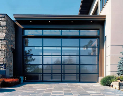 Moderner Design Stil Wasserdichtheit Klasse 3 Transparentes Glas Garagentor mit Pulverbeschichtung
