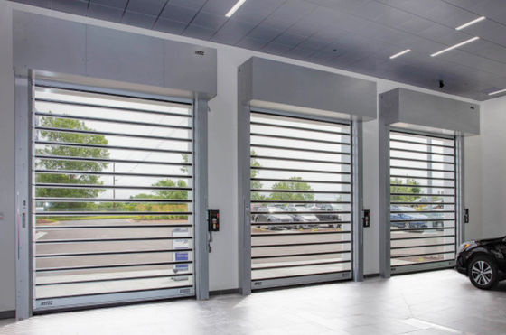 Parkplatz Garagen Industrie Schnelle starre Aluminium Transparente Hochgeschwindigkeits-Spirale Tür maßgeschneiderte Sicherheitsleistung
