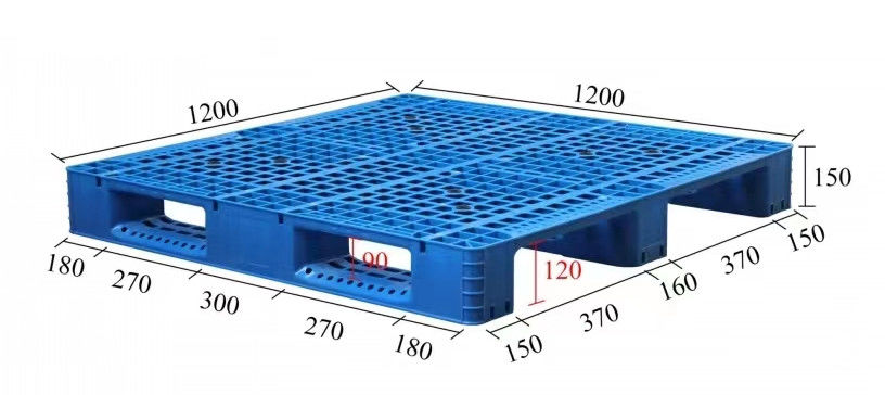 Wiederverwendbar 4T Statik 1T Rack Ladbar 2-Wege Eintritt Stapelbar Hygienische glatte Oberfläche Kunststoffpalette