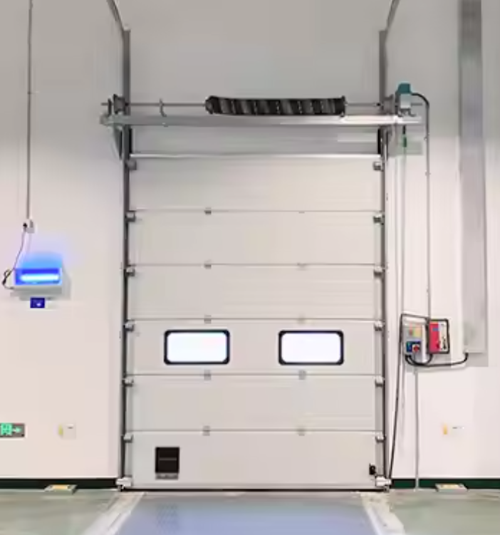 Custom OEM Insulated Sectional Overhead Door Integrated Pedestrian Pass Door 40mm Panel Polycarbonate Window Industrial